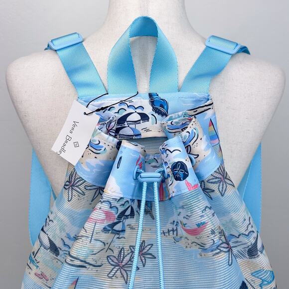 Vera Bradley Beach Treasures Mesh Drawstring Tropical Coastal Blue Back Pack NWT main image 7